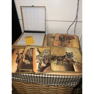 6 VTG  Wild AnimalsBar Coasters Made in England WIN-EL-WARE With Original Case